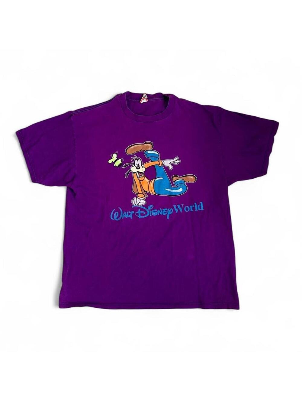 Vintage 90s Walt Disney World Goofy T-Shirt Purple Disney Designs Made USA XXL